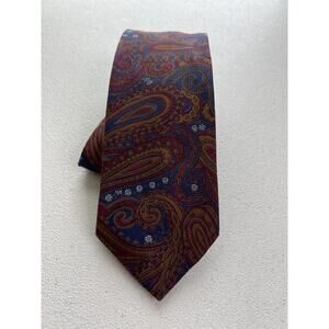 Hand Work Thai Silk Blue, Brown Paisley Pattern 100% Silk Tie NWOT